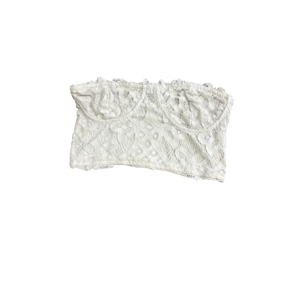Free People FP One White Lace Bandeau Underwire Smocked Crop Top M